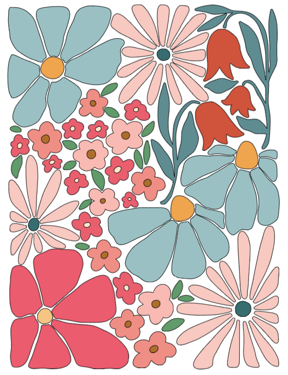 Floral Mural Paint by Number Kit – DIY Flower Wall Art for Adults with 8x10 Canvas Board