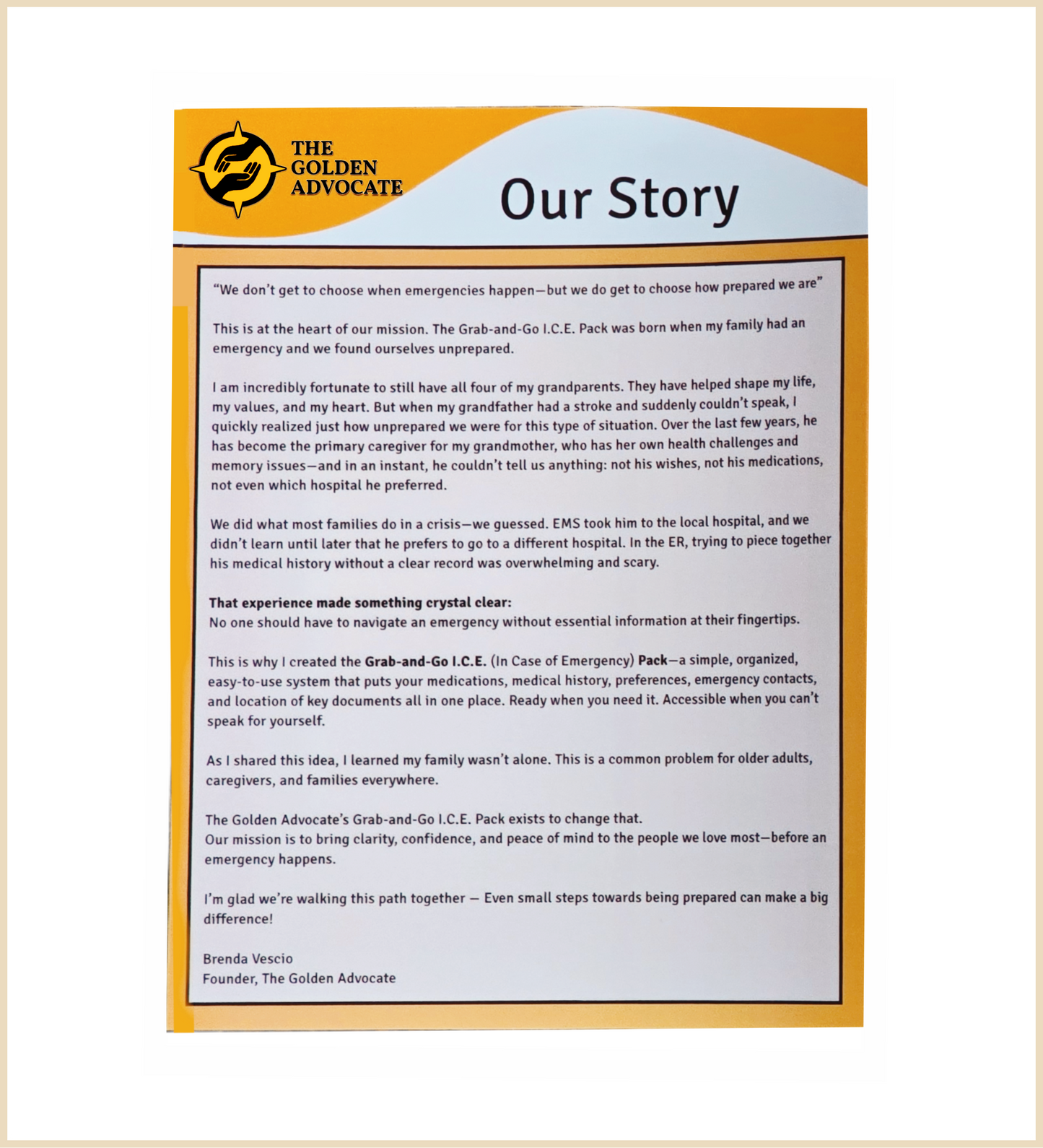 Grab & Go I.C.E. Pack™ | Emergency Medical Information Folder for Seniors & Caregivers